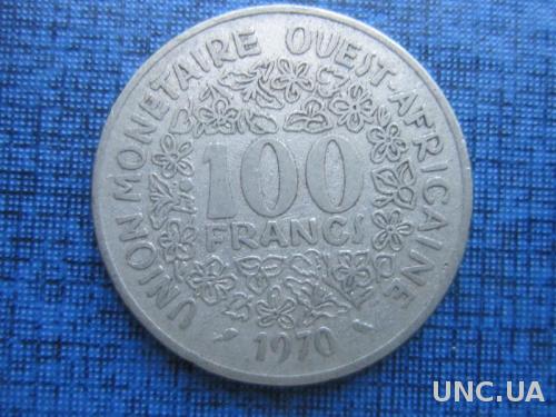 монета 100 франков КФА 1970 фауна рыба
