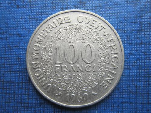 Монета 100 франков КФА Западная Африка 1969 фауна рыба