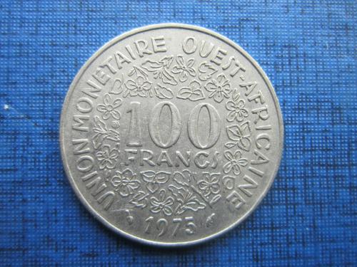 Монета 100 франков КФА Западная Африка 1975 фауна рыба