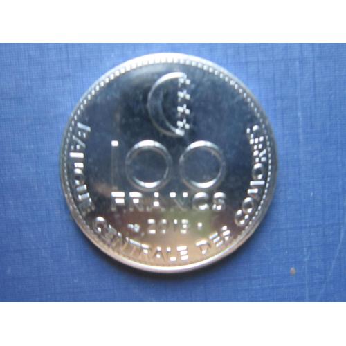 Монета 100 франков Коморские острова Коморы 2013 корабль лодка фауна рыба состояние