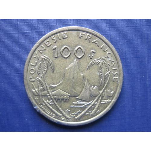 Монета 100  франков Полинезия Французская 2007 корабль парусник яхта