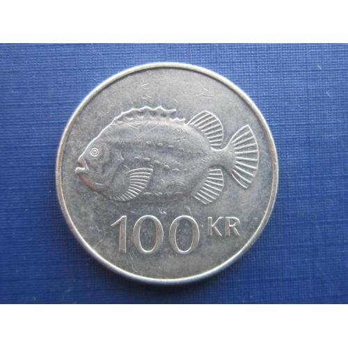 Монета 100 крон Исландия 2004 фауна рыба
