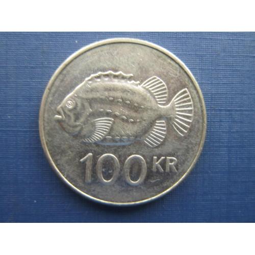 Монета 100 крон Исландия 2011 фауна рыба