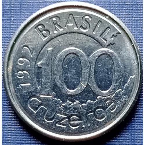 Монета 100 крузейро Бразилия 1992 фауна ламантин