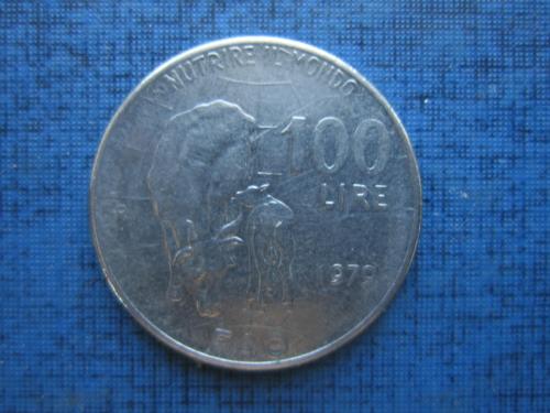 Монета 100 лир Италия 1979 ФАО фауна корова