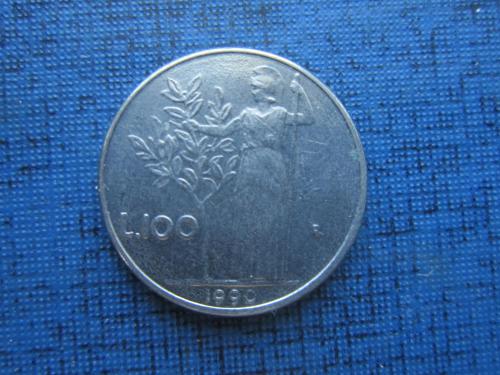 Монета 100 лир Италия 1990 маленькая
