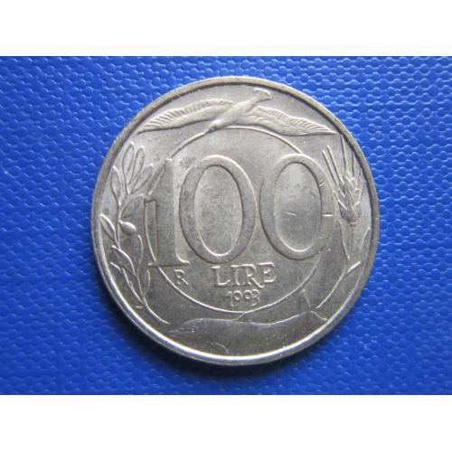 Монета 100 лир Италия 1993 фауна дельфин птица