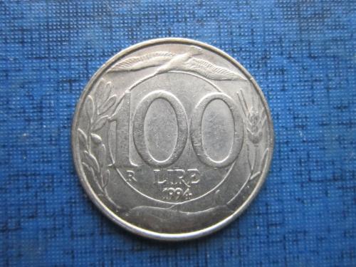 Монета 100 лир Италия 1994 фауна дельфин птица