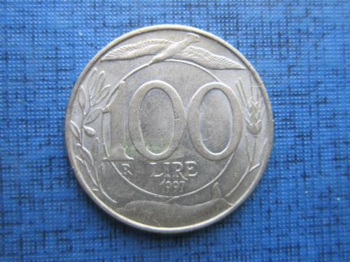 Монета 100 лир Италия 1997 фауна дельфин птица