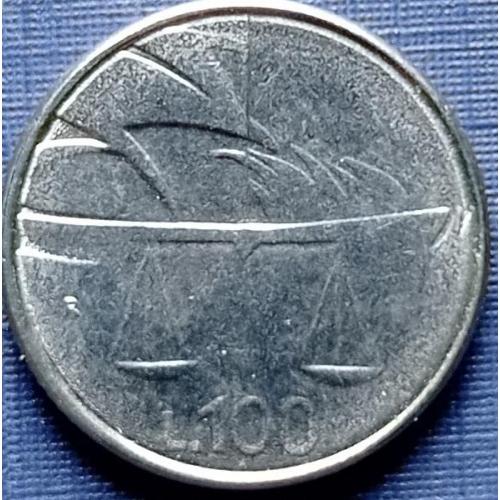 Монета 100 лир Сан-Марино 1990 весы маленькая