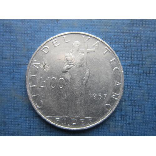 Монета 100 лир Ватикан 1957