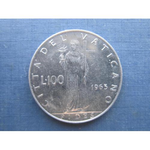 Монета 100 лир Ватикан 1963 Иисус с крестом и граалем