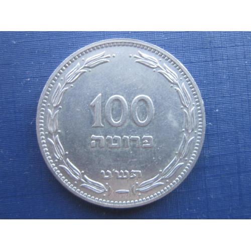 Монета 100 прута Израиль 1949 гурт рубчатый