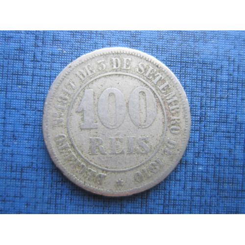 Монета 100 рейс (реалов) Бразилия 1871 Бразильская империя нечастая