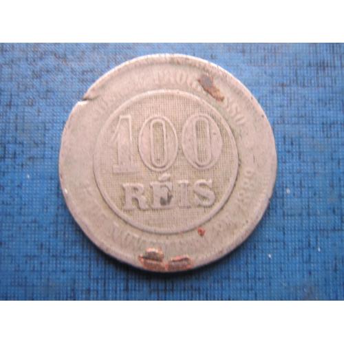 Монета 100 рейс (реалов) Бразилия 1895 Соединённые штаты Бразилии