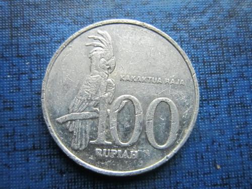 Монета 100 рупий Индонезия 2001 фауна птица попугай