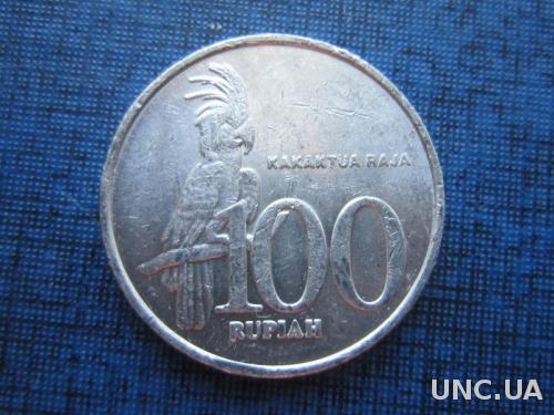 монета 100 рупий Индонезия 2003 фауна попугай
