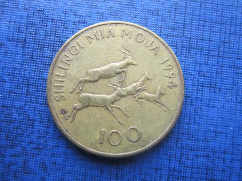 монета 100 шиллингов Танзания 1994 фауна антилопы