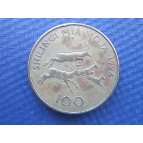 Монета 100 шиллингов Танзания 1994 фауна антилопы