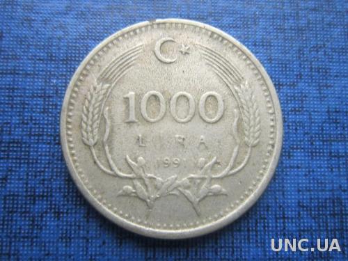 монета 1000 лир Турция 1991
