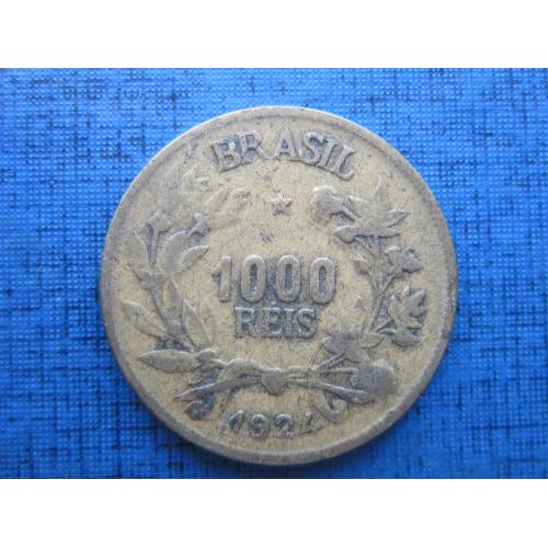 Монета 1000 рейс (реалов) Бразилия 1924