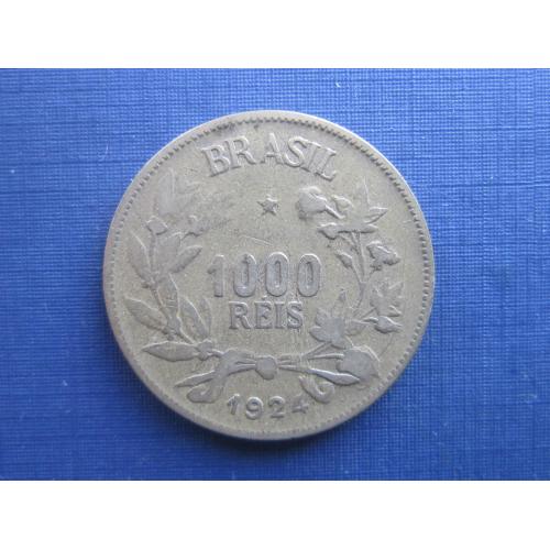 Монета 1000 рейс (реалов) Бразилия 1924