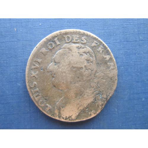 Монета 12 денье Франция 1792 Т Нант Людовик XVI