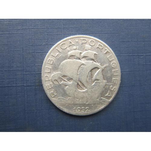 Монета 2.5 ишкуду Португалия 1932 корабль парусник серебро