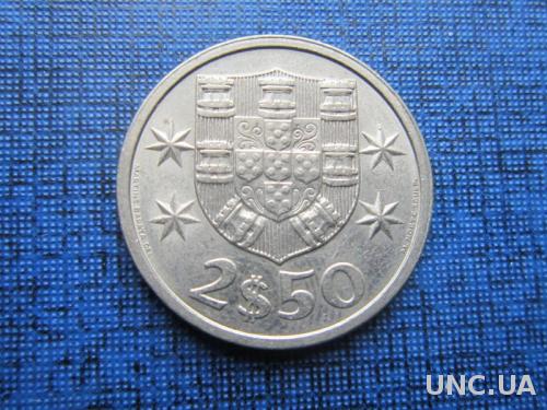 монета 2.5 ишкуду Португалия 1985 корабль парусник
