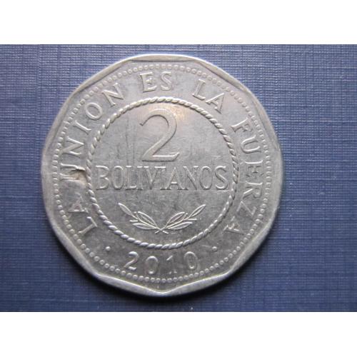 Монета 2 боливано Боливия 2010