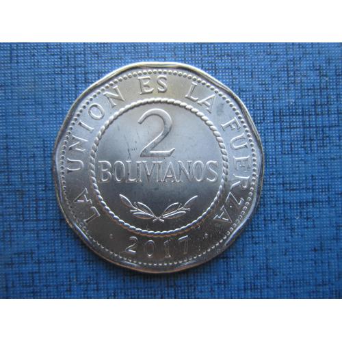Монета 2 боливано Боливия 2017 состояние