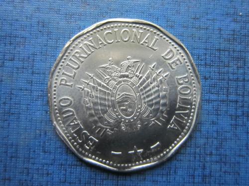 Монета 2 боливано Боливия 2017 юбилейка порт Кобихо состояние