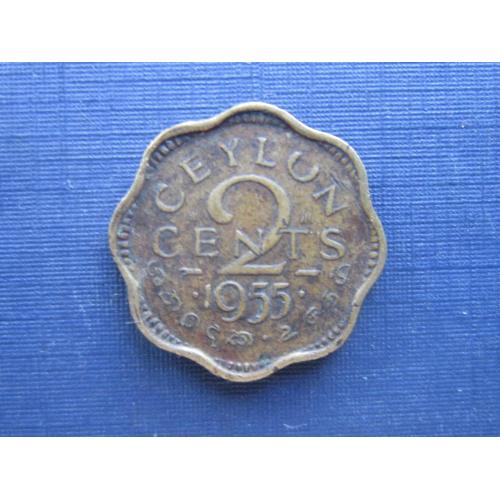 Монета 2 цента Цейлон Британский 1955