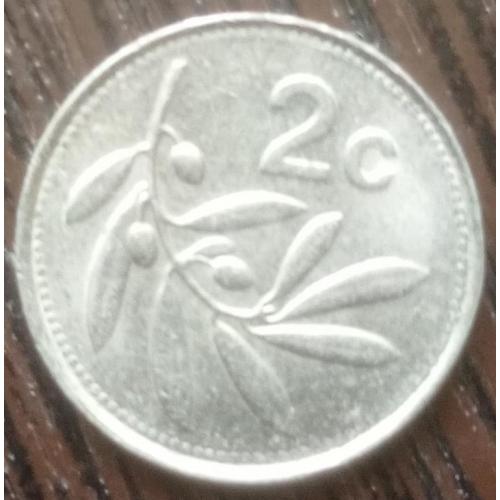 Монета 2 цента Мальта 1991