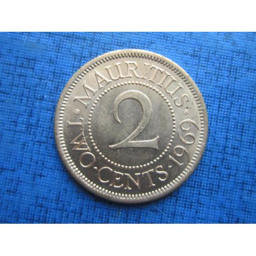 Монета 2 цента Маврикий Британский 1969 редкая состояние