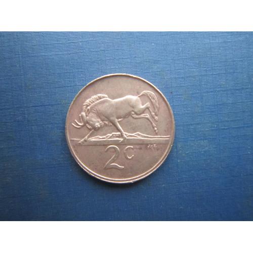 Монета 2 цента ПАР 1989 фауна антилопа гну