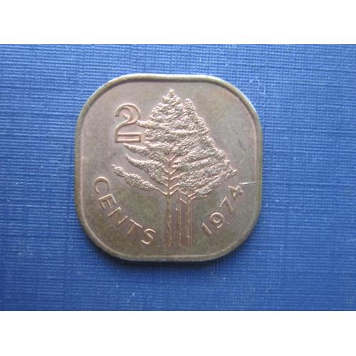Монета 2 цента Свазиленд 1974