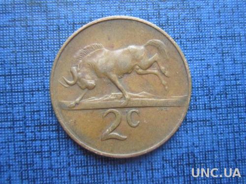 монета 2 цента ЮАР 1967 фауна антилопа голландская легенда