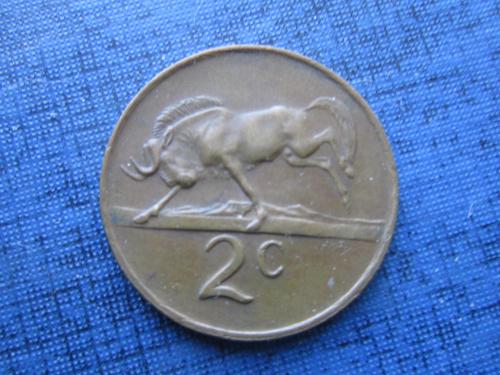 Монета 2 цента ЮАР 1975 фауна антилопа
