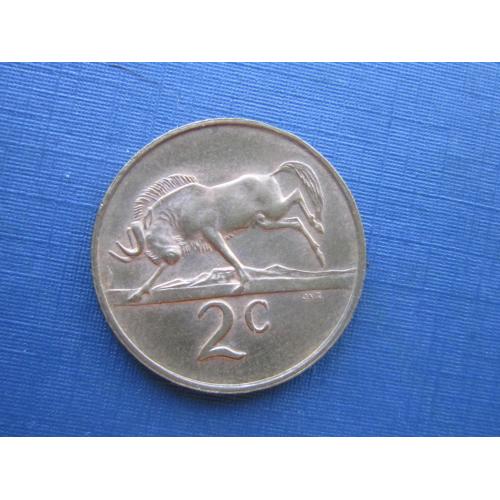 Монета 2 цента ЮАР 1978 фауна антилопа гну