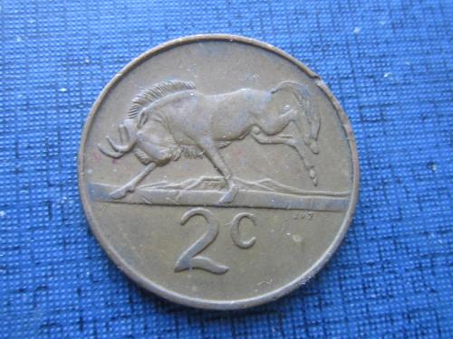 Монета 2 цента ЮАР 1987 фауна антилопа