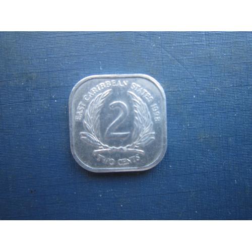 Монета 2 центи Східно-Карибські штати 1998 алюміній квадрат