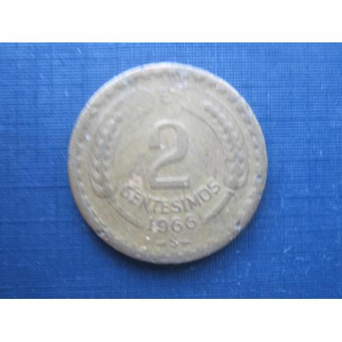 Монета 2 чентезимо Чили 1966 фауна орёл