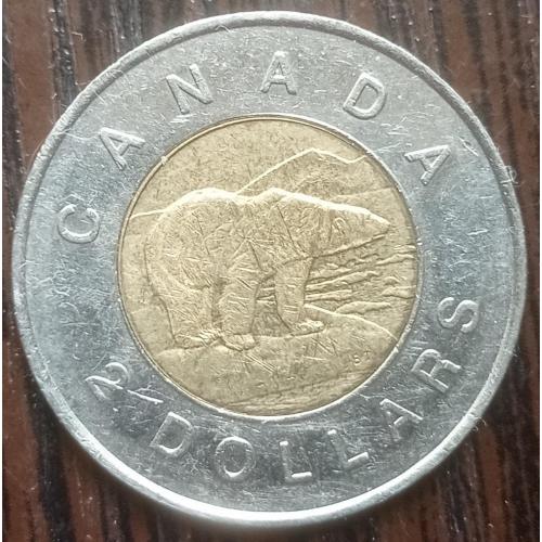 Монета 2 доллара Канада 1996 фауна белый медведь