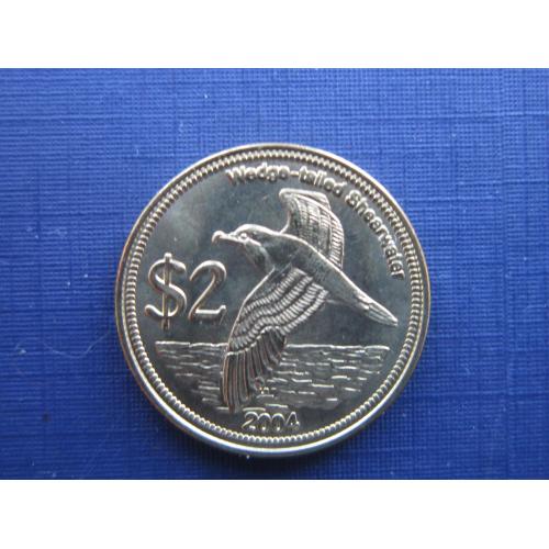 Монета 2 доллара Кокосовые (Килинг) острова 2004 фауна птица