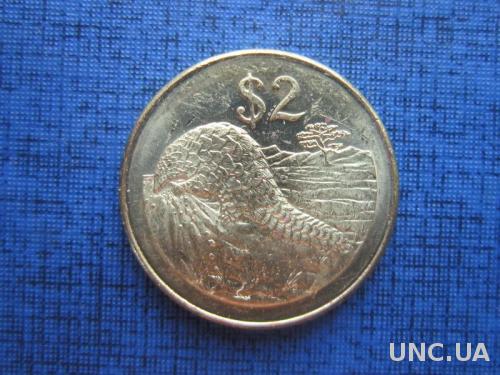 Монета 2 доллара Зимбабве 2001 фауна состояние
