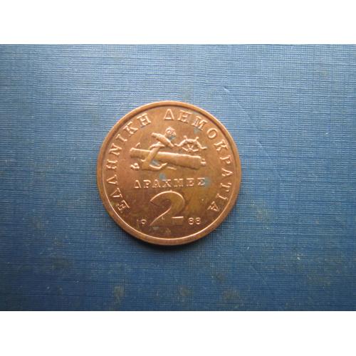 Монета 2 драхми Греція 1988 гармата якір штурвал флот