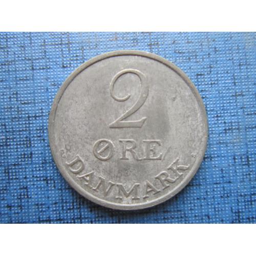 Монета 2 эре Дания 1966 цинк