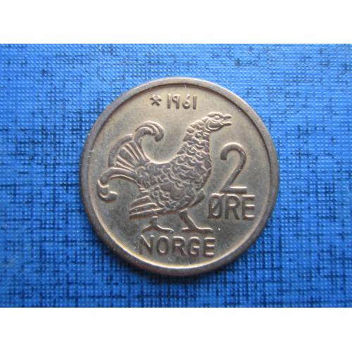 Монета 2 эре Норвегия 1961 фауна птица глухарь