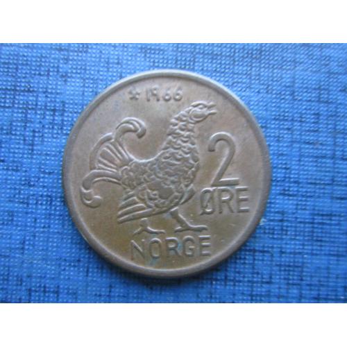 Монета 2 эре Норвегия 1966 фауна птица глухарь